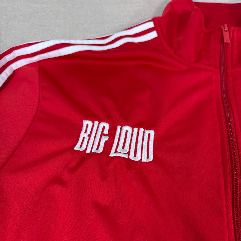 Adidas Track Jacket Mens 2XL Red Big Loud Records Trefoil Full Zip Striped - Picture 3 of 8